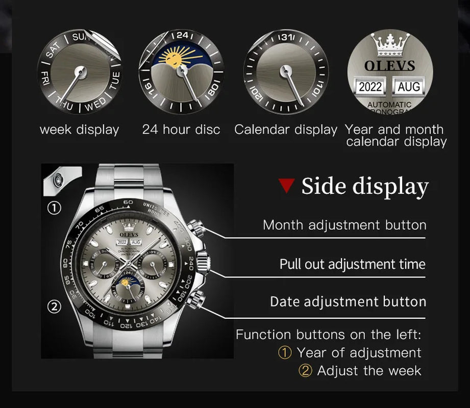 Automatic Mechanical Watch for Men TOP Brand Original Stainless Steel Luminous Waterproof Date Man Wrist Watch Luxury Set