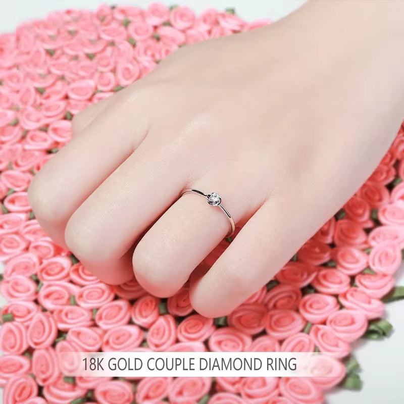 Natural Diamond Ring 18K Pure Gold Wedding Real 750 Solid Classic Trendy Women Hot Selling Present Drop Shipping Party 2023 New