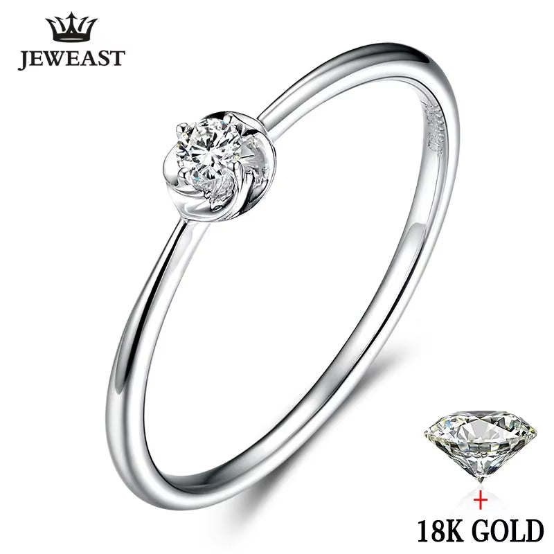 Natural Diamond Ring 18K Pure Gold Wedding Real 750 Solid Classic Trendy Women Hot Selling Present Drop Shipping Party 2023 New