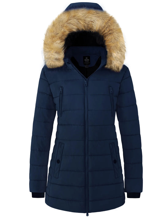 Women'S Puffer Jackets Warm Winter Coat Thicken Outerwear Jackets Navy S